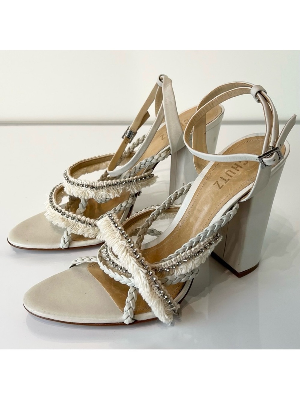 NEW SCHUTZ REVOLVE IVORY SANDALS - Picture 9 of 13